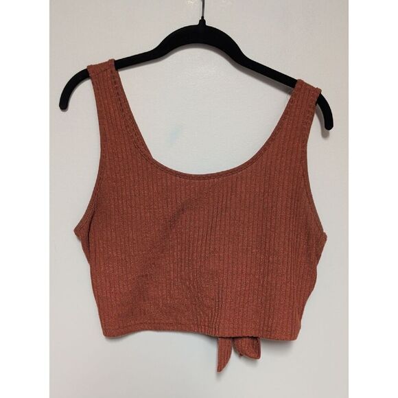 SHEIN Tops - SHEIN Rust Ribbed Faux Tie BackCrop Tank